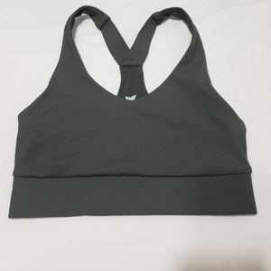 Olive Green Ribbed Sports Bra